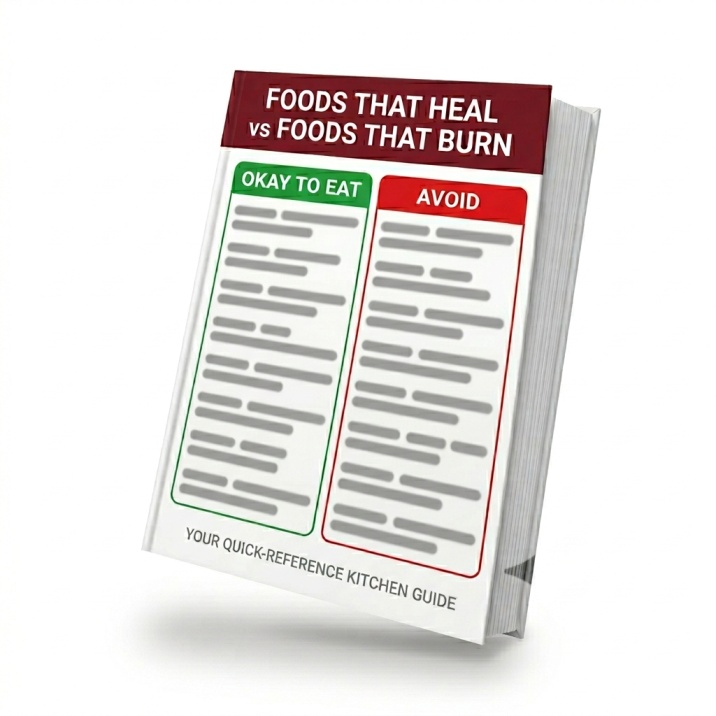 Foods That Heal vs Foods That Burn Cheat Card Mockup