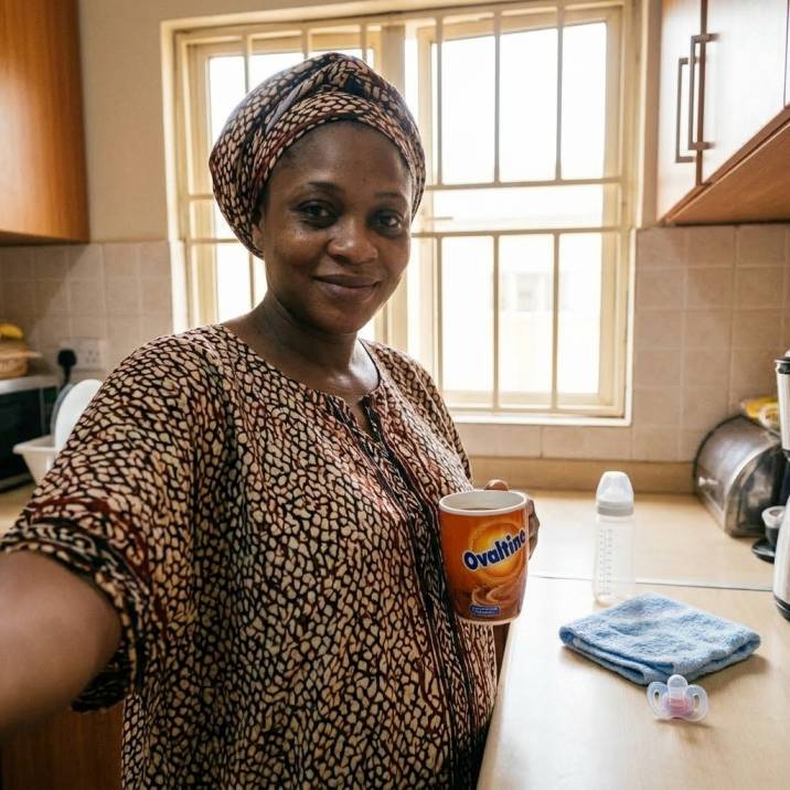 Ngozi at home with baby Zikora