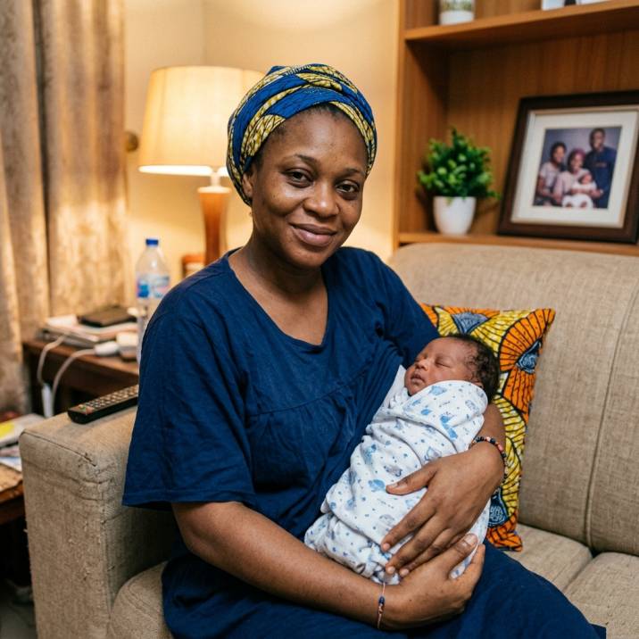 Ngozi Onyeka with baby Zikora at home in Ikeja
